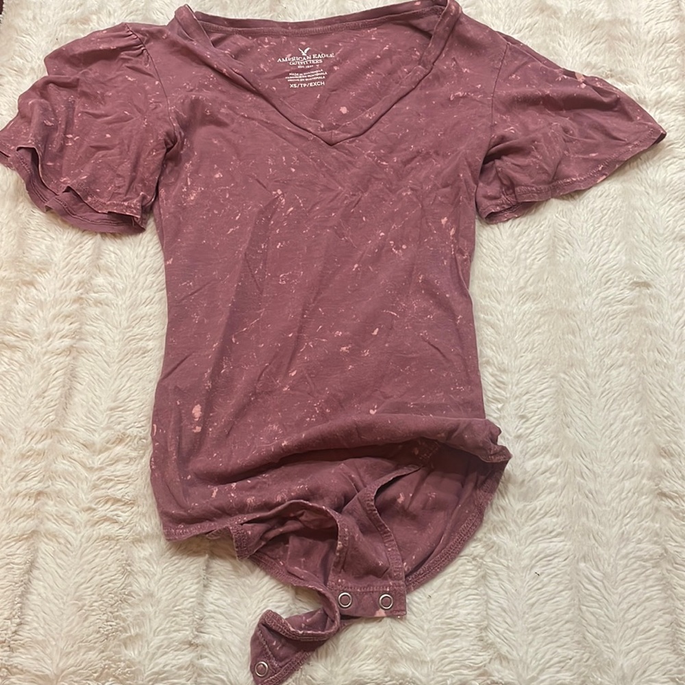 Pink American Eagle Acid Wash Bodysuit XS